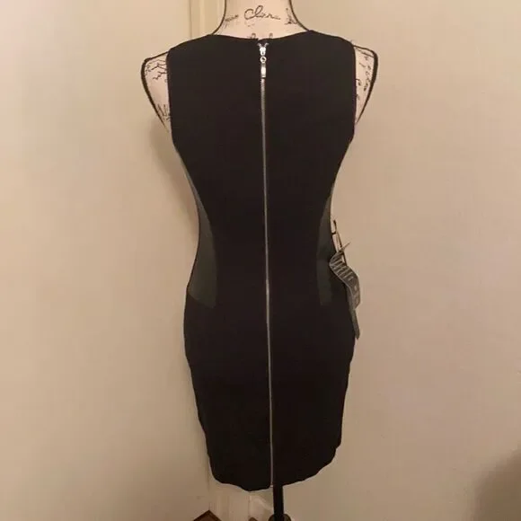 Bebe Black Leather Panel Dress - Picture 3 of 13